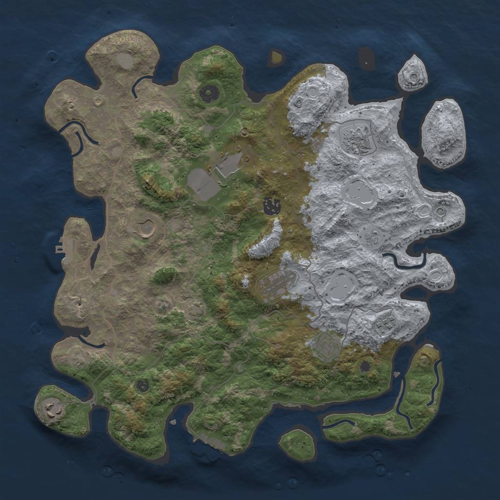 Rust Map: Procedural Map, Size: 4000, Seed: 668118021, 16 Monuments