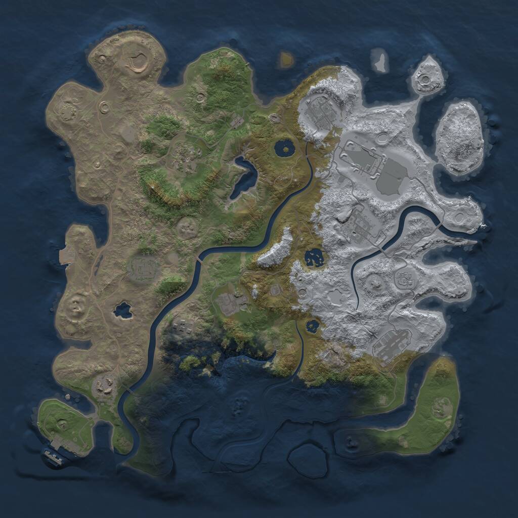 Rust Map: Procedural Map, Size: 4000, Seed: 668118021, 16 Monuments