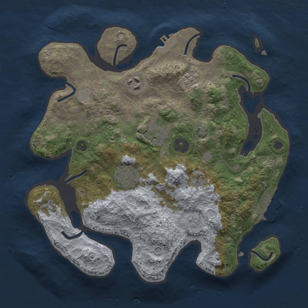 Rust Map: Procedural Map, Size: 3000, Seed: 1942716192, 12 Monuments