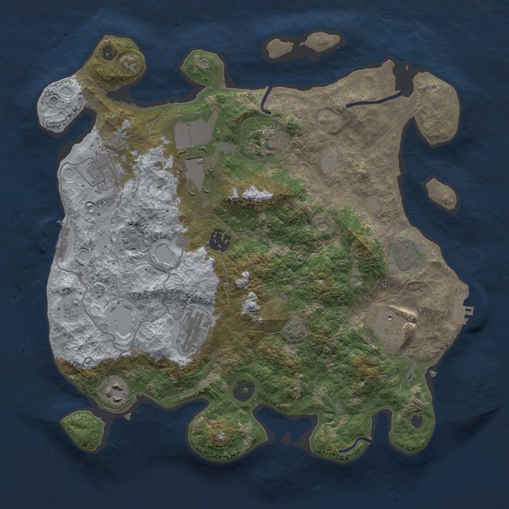 Rust Map: Procedural Map, Size: 3550, Seed: 965784341, 17 Monuments