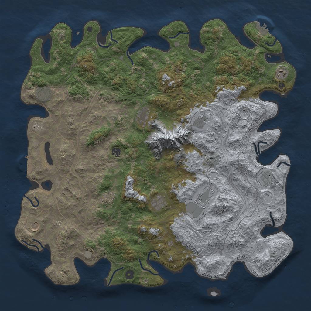 Rust Map: Procedural Map, Size: 5000, Seed: 21344, 19 Monuments