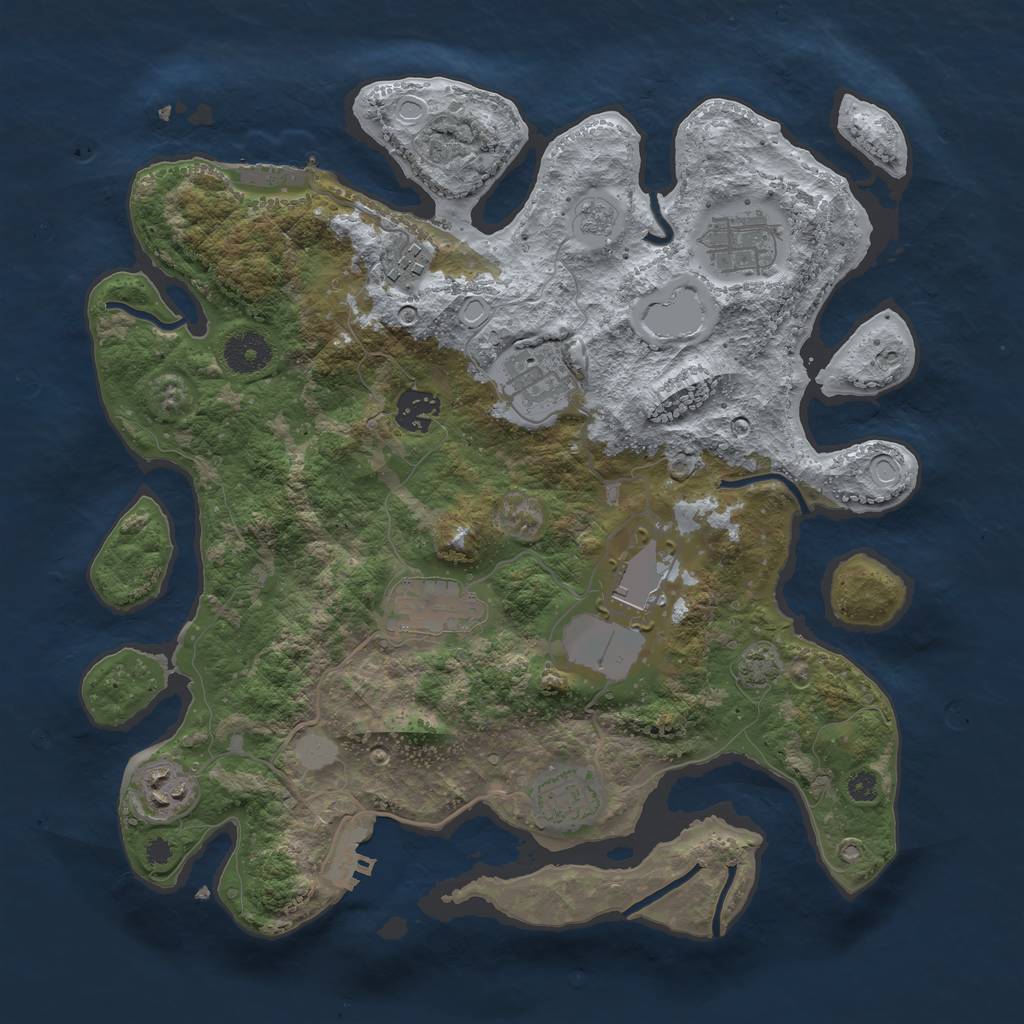 Rust Map: Procedural Map, Size: 3500, Seed: 123408, 15 Monuments