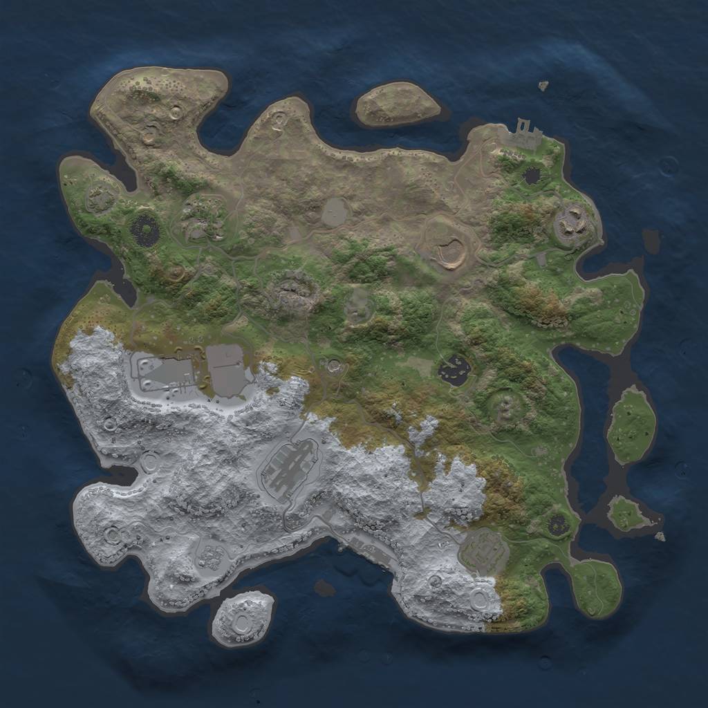 Rust Map: Procedural Map, Size: 3500, Seed: 78074645, 15 Monuments