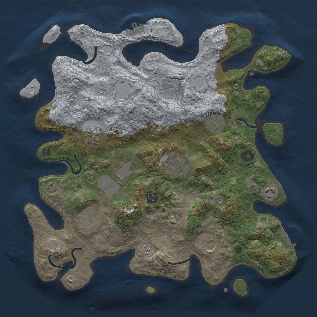 Rust Map: Procedural Map, Size: 3800, Seed: 222222, 18 Monuments