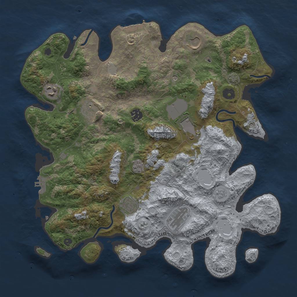 Rust Map: Procedural Map, Size: 3700, Seed: 21357515, 16 Monuments