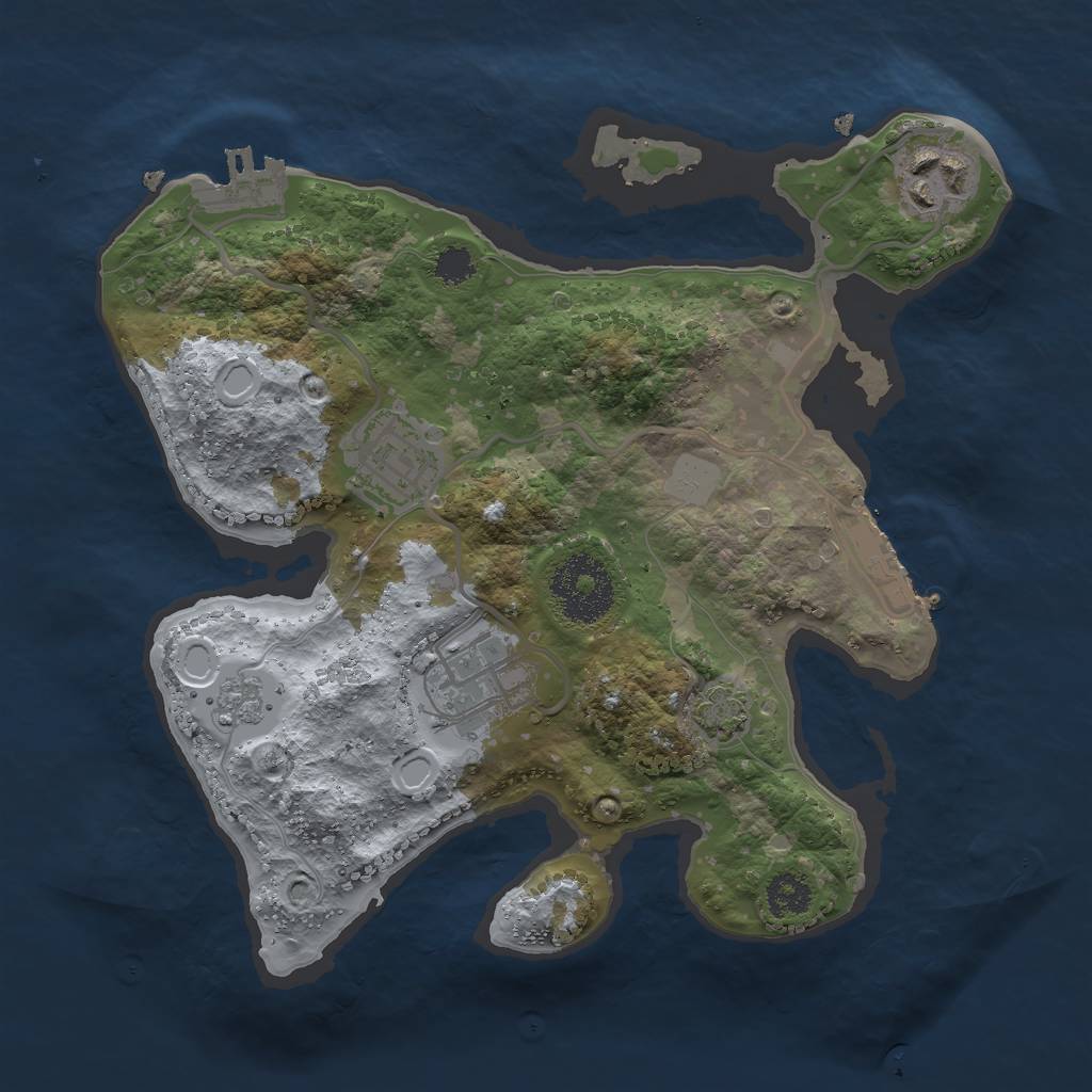 Rust Map: Procedural Map, Size: 2500, Seed: 543717429, 10 Monuments