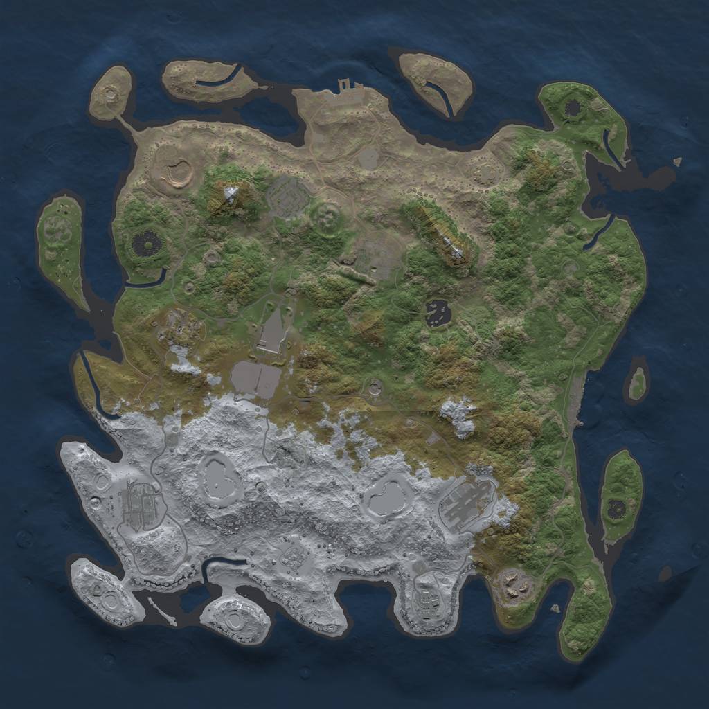 Rust Map: Procedural Map, Size: 3850, Seed: 61015093, 18 Monuments