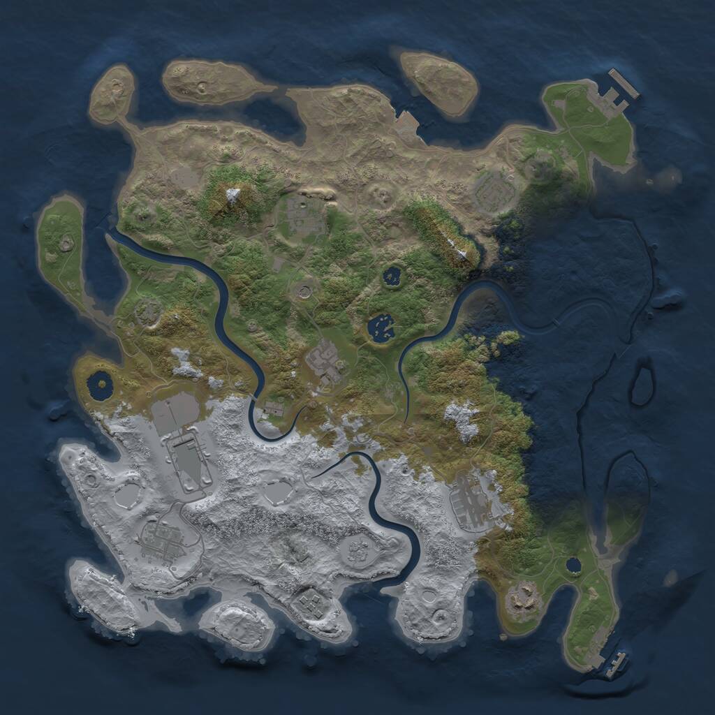Rust Map: Procedural Map, Size: 3850, Seed: 61015093, 15 Monuments