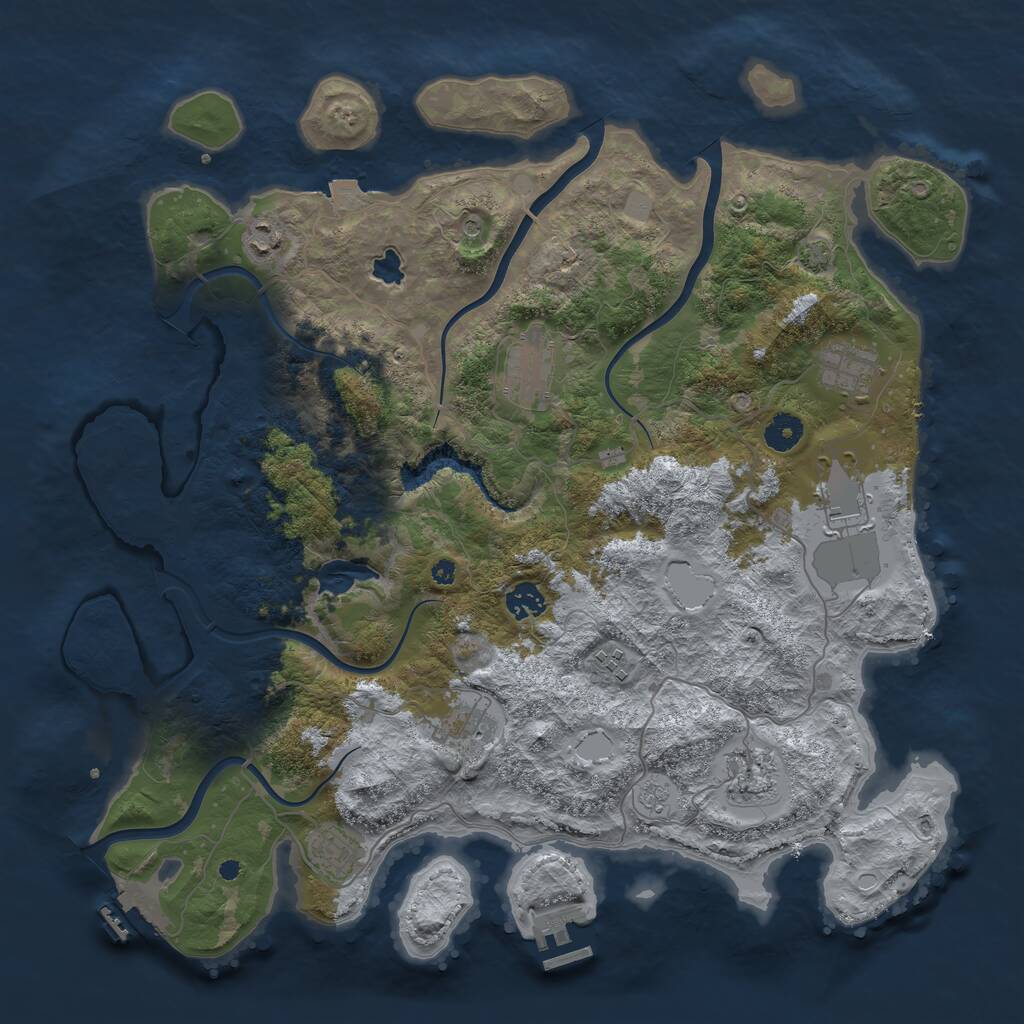 Rust Map: Procedural Map, Size: 4100, Seed: 18320480, 15 Monuments