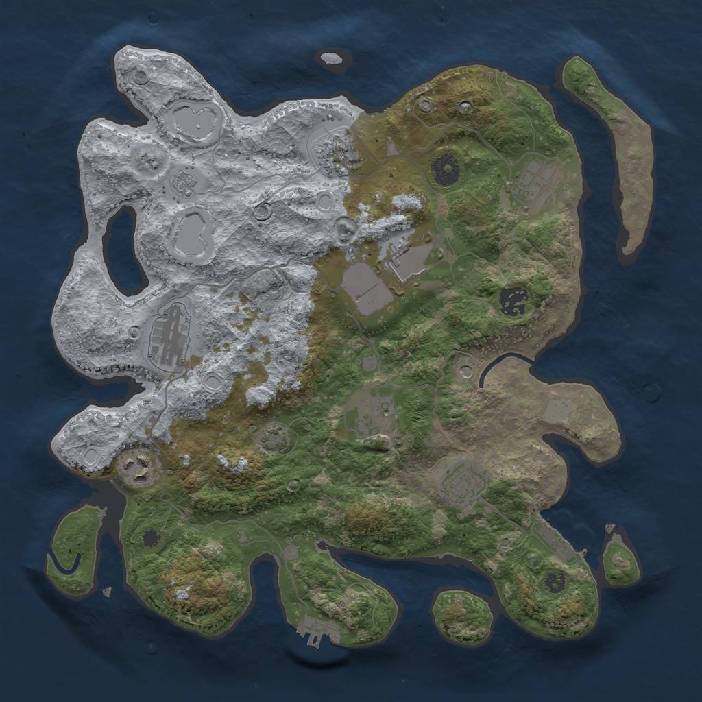 Rust Map: Procedural Map, Size: 3500, Seed: 18888, 16 Monuments