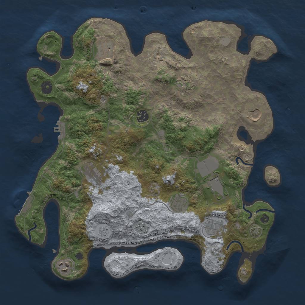 Rust Map: Procedural Map, Size: 3700, Seed: 76476930, 18 Monuments