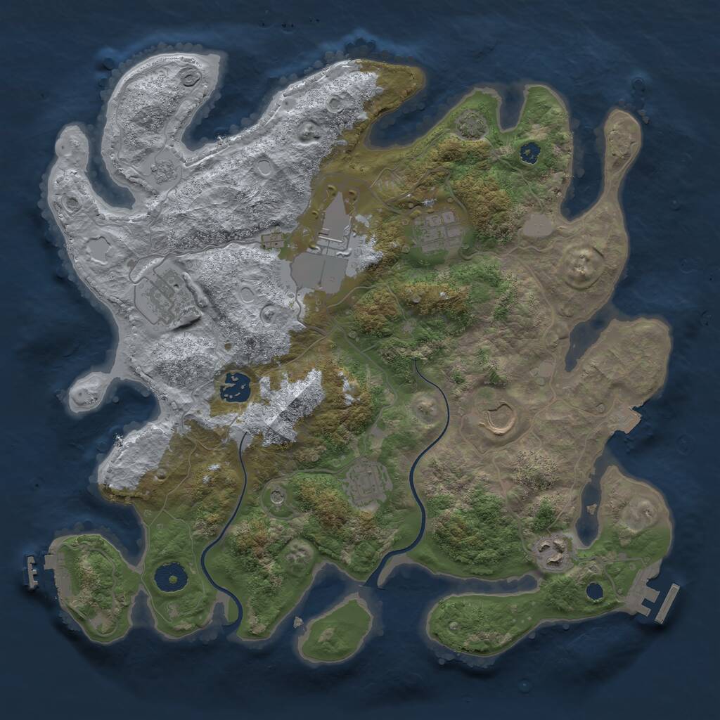 Rust Map: Procedural Map, Size: 3500, Seed: 161191151, 13 Monuments