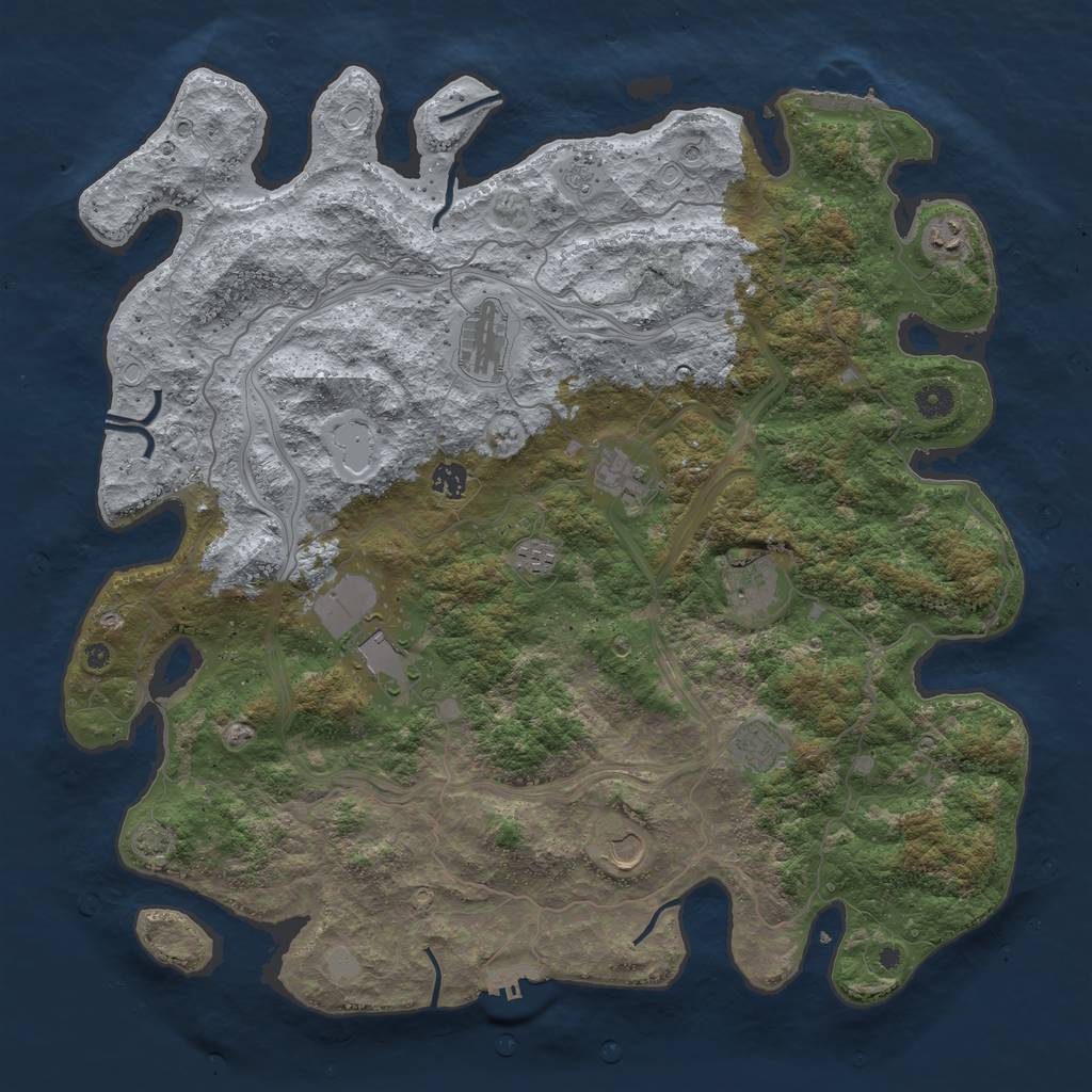 Rust Map: Procedural Map, Size: 4500, Seed: 874604468, 17 Monuments