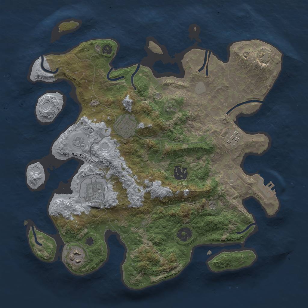Rust Map: Procedural Map, Size: 3200, Seed: 1872733944, 12 Monuments
