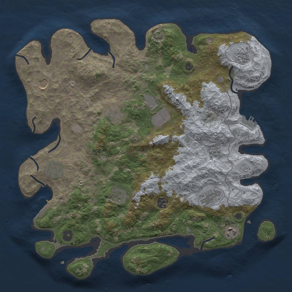 Rust Map: Procedural Map, Size: 4000, Seed: 2015040370, 18 Monuments