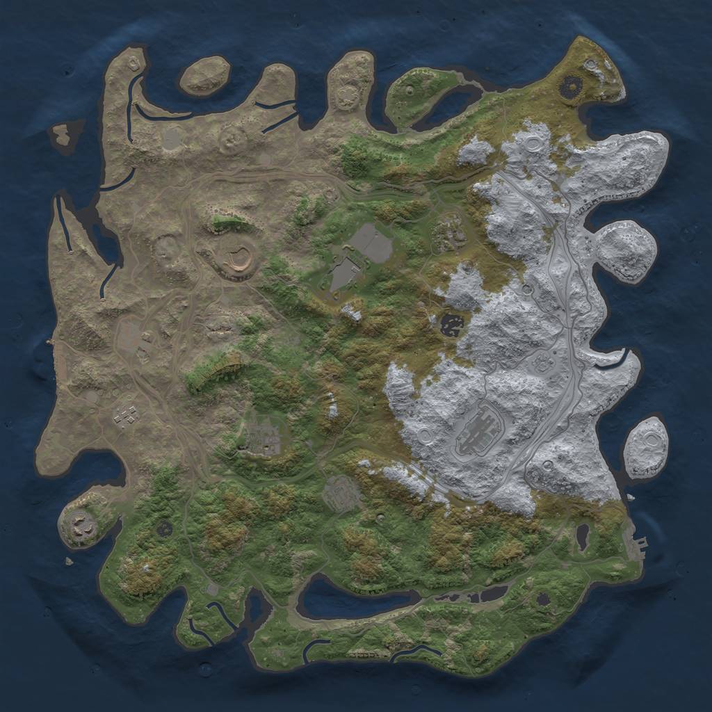 Rust Map: Procedural Map, Size: 4500, Seed: 1976428657, 18 Monuments