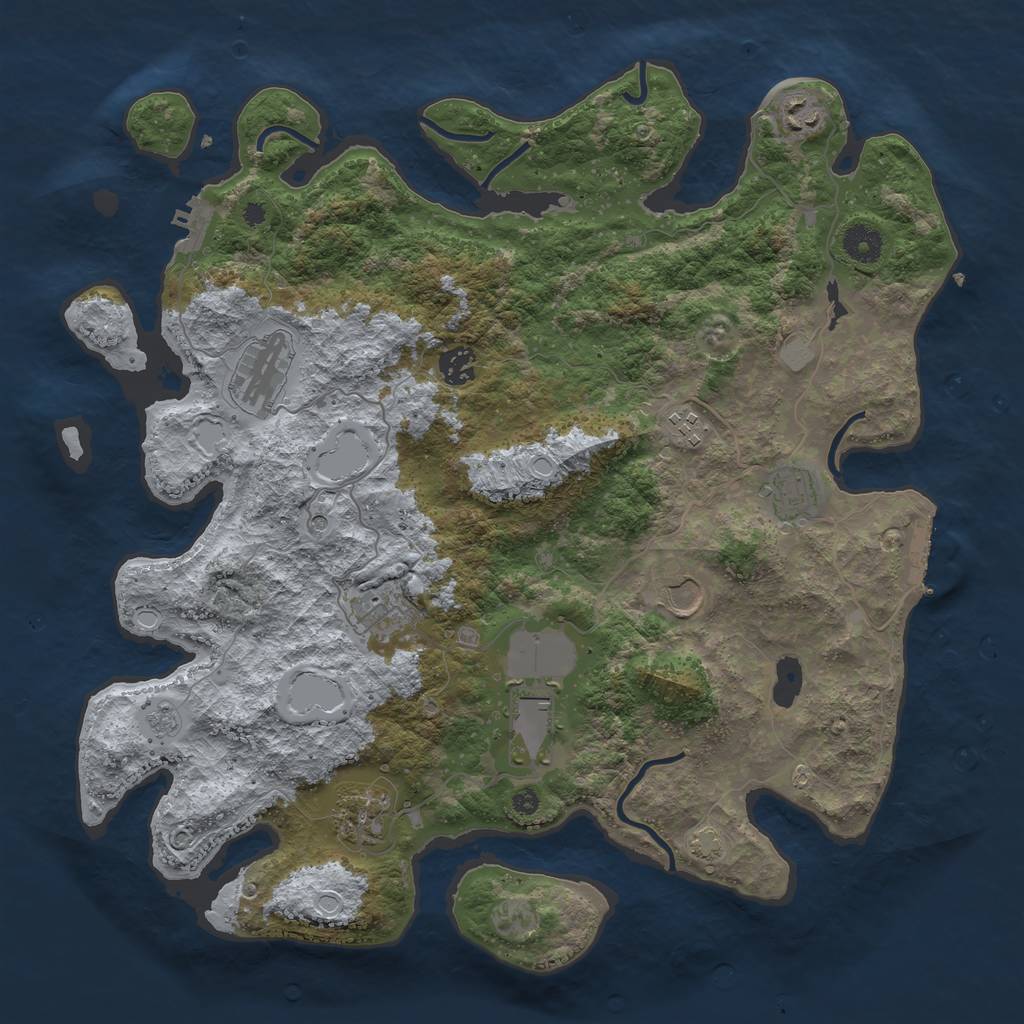 Rust Map: Procedural Map, Size: 3950, Seed: 1748954, 17 Monuments