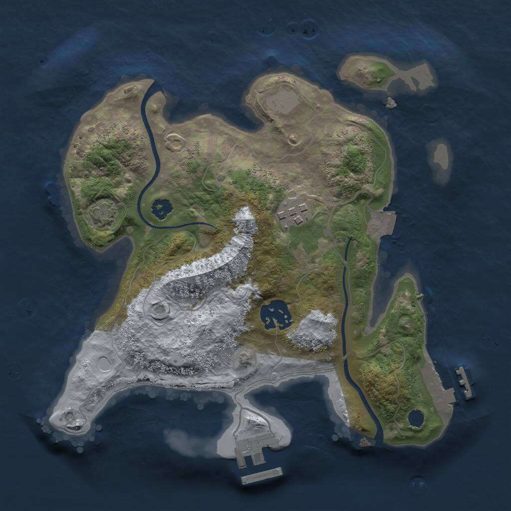 Rust Map: Procedural Map, Size: 2500, Seed: 1111066529, 6 Monuments