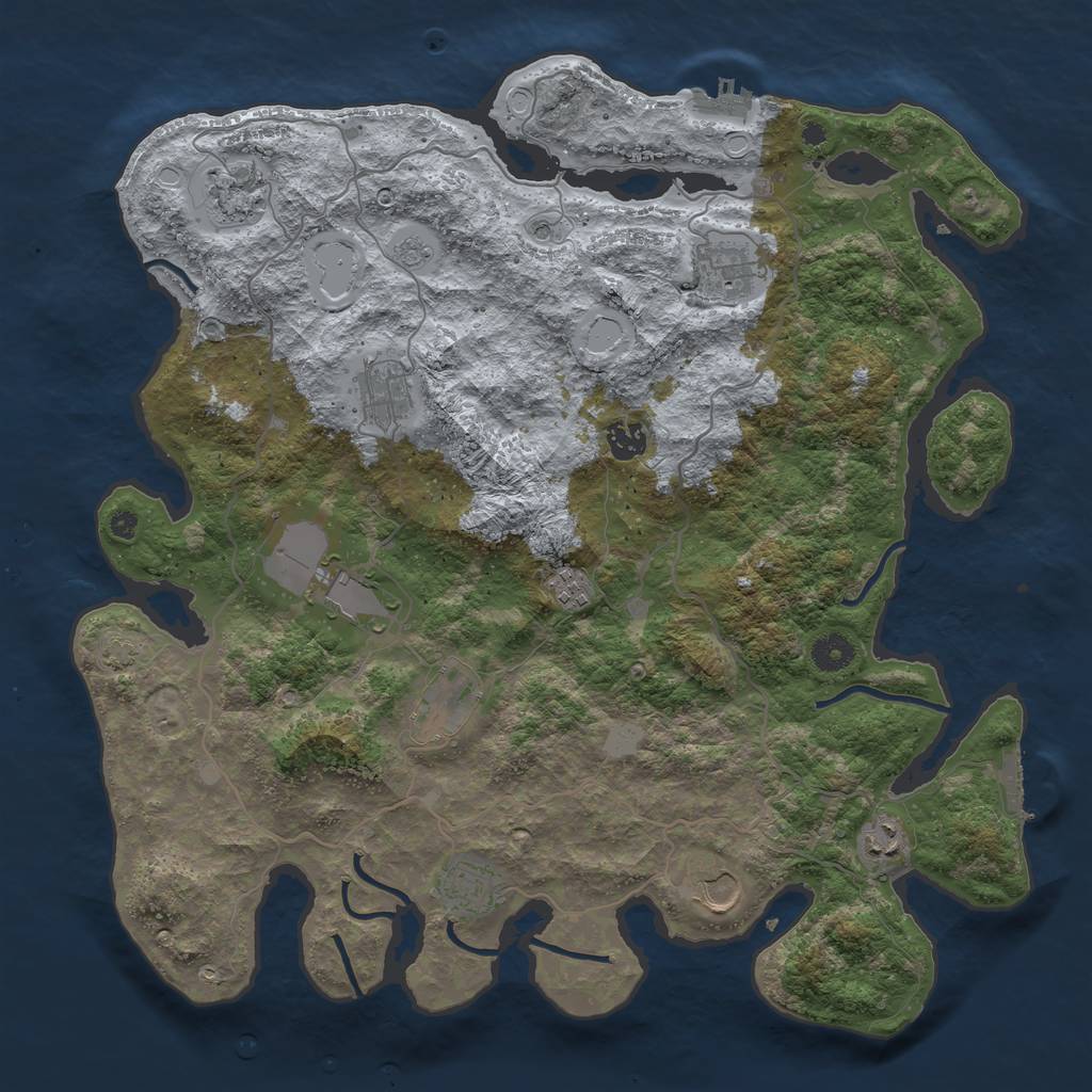 Rust Map: Procedural Map, Size: 4100, Seed: 38783001, 18 Monuments