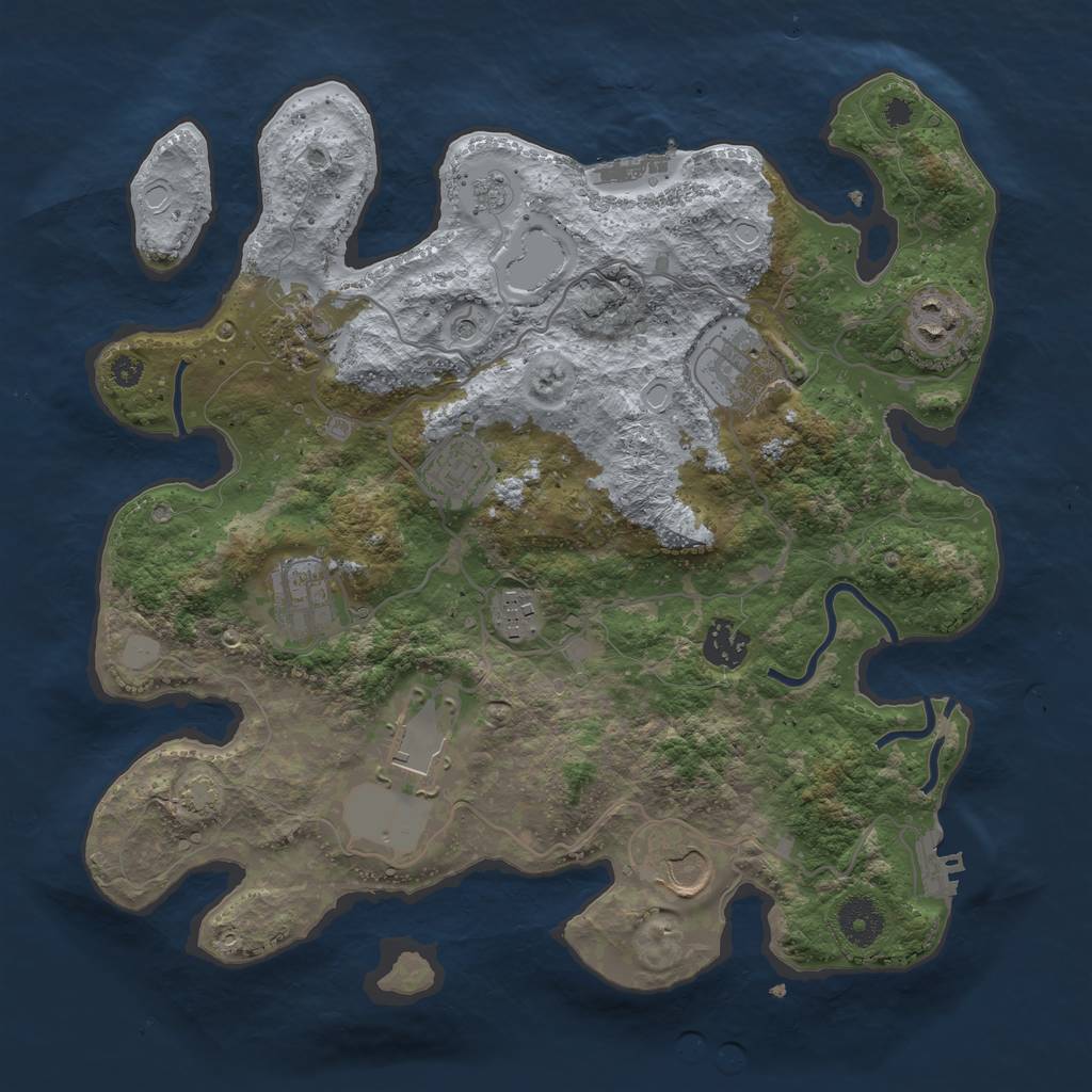 Rust Map: Procedural Map, Size: 3500, Seed: 65674532, 17 Monuments