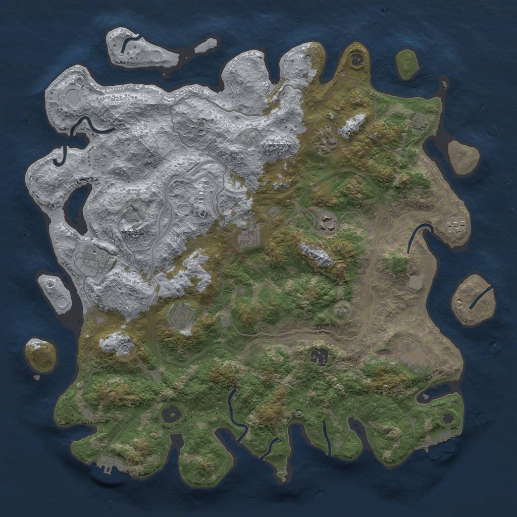 Rust Map: Procedural Map, Size: 4250, Seed: 53973876, 16 Monuments