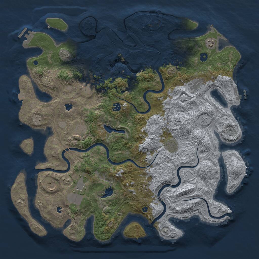 Rust Map: Procedural Map, Size: 4500, Seed: 697056964, 16 Monuments
