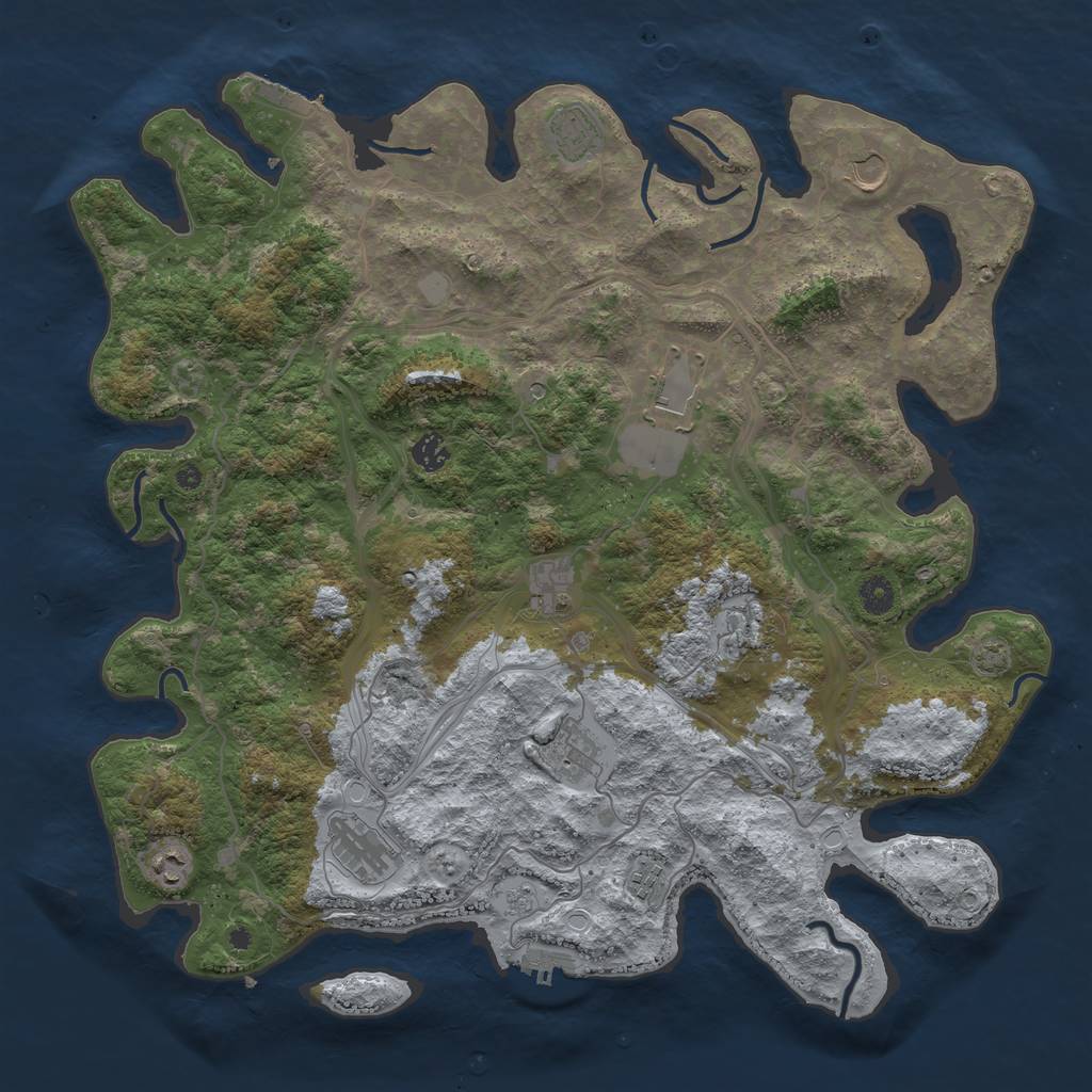 Rust Map: Procedural Map, Size: 4400, Seed: 91489528, 18 Monuments