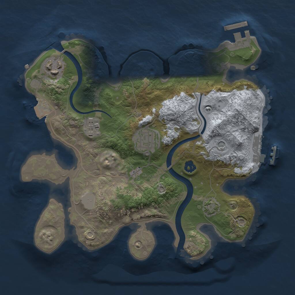 Rust Map: Procedural Map, Size: 2500, Seed: 1914952519, 8 Monuments