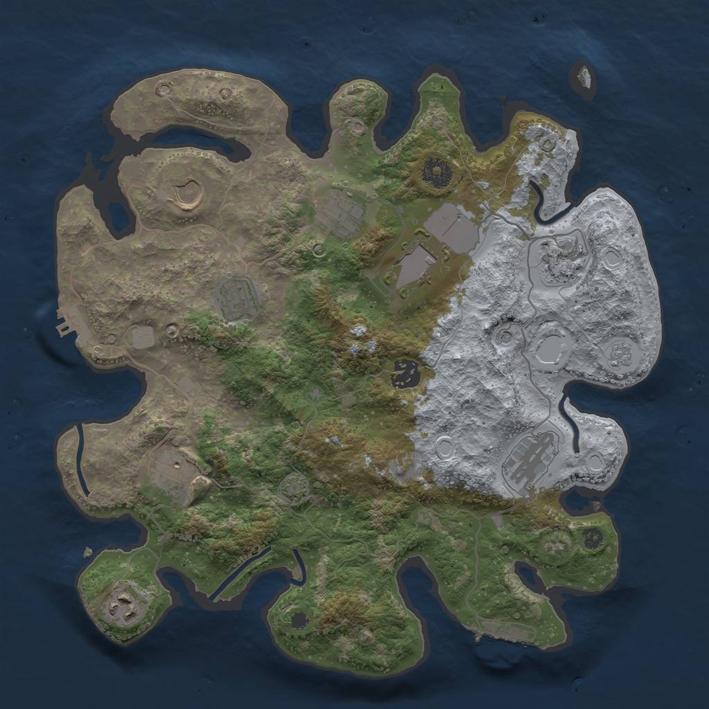 Rust Map: Procedural Map, Size: 3500, Seed: 1614283946, 17 Monuments
