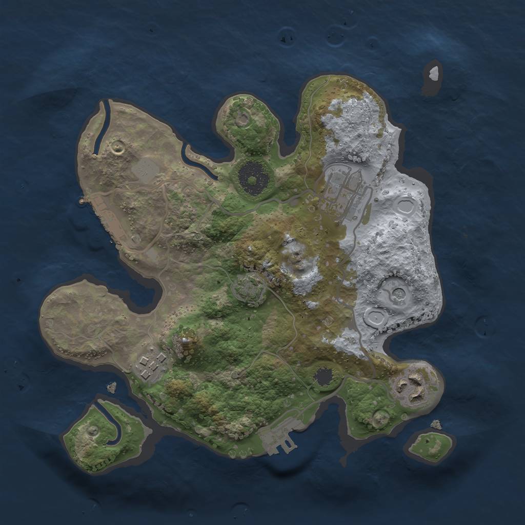 Rust Map: Procedural Map, Size: 2500, Seed: 1065453435, 10 Monuments