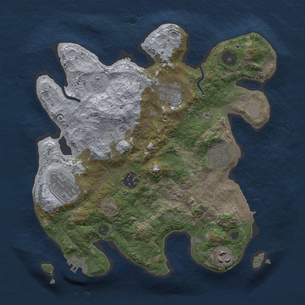 Rust Map: Procedural Map, Size: 3000, Seed: 2116763024, 12 Monuments