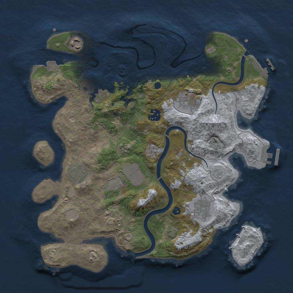 Rust Map: Procedural Map, Size: 3500, Seed: 839209548, 15 Monuments