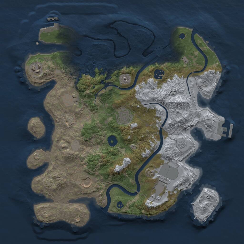 Rust Map: Procedural Map, Size: 3500, Seed: 839209548, 13 Monuments