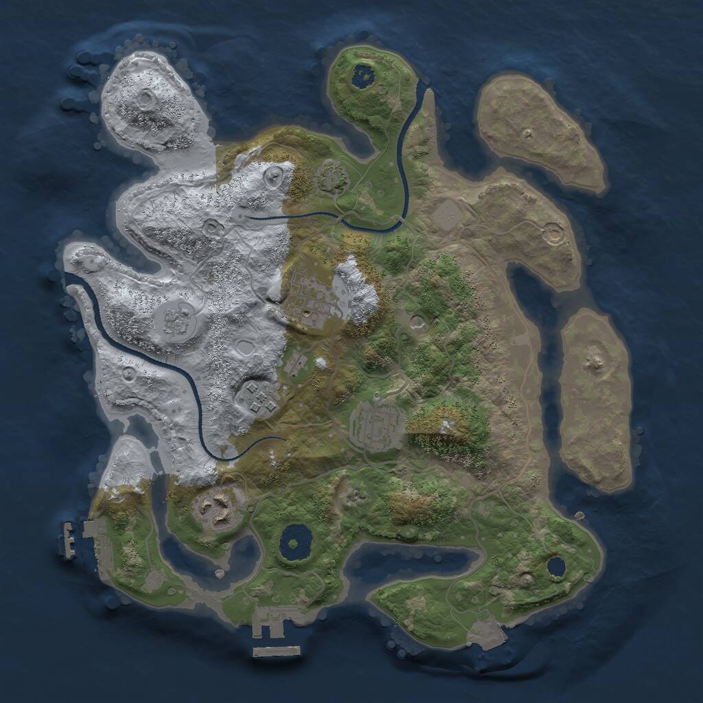 Rust Map: Procedural Map, Size: 3000, Seed: 1956820775, 10 Monuments