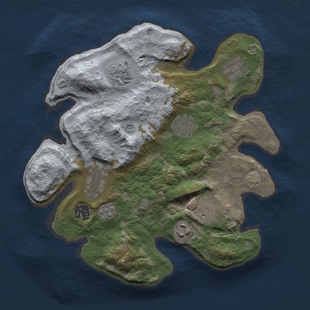 Rust Map: Barren, Size: 3000, Seed: 1445141569, 12 Monuments