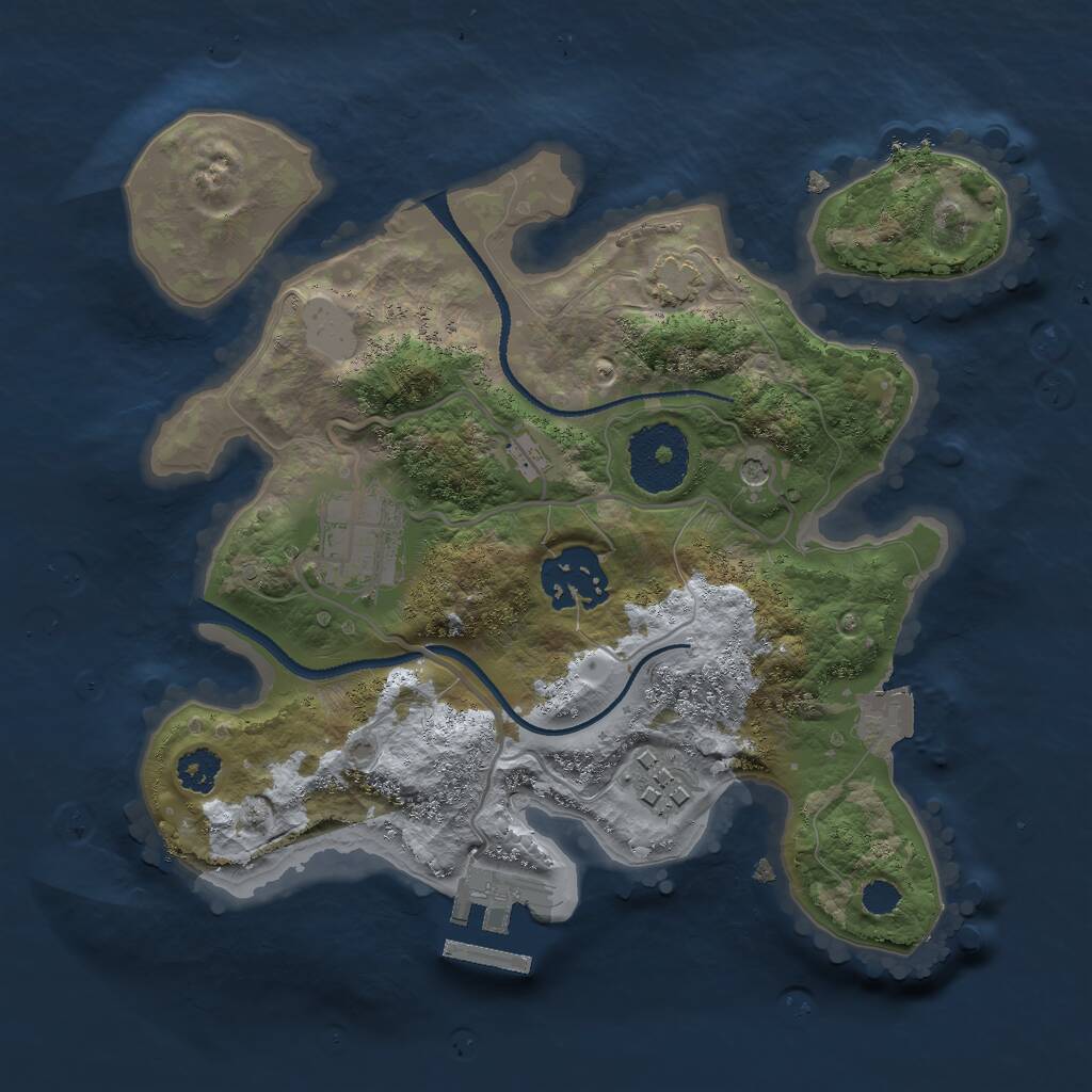 Rust Map: Procedural Map, Size: 2500, Seed: 1236985, 7 Monuments