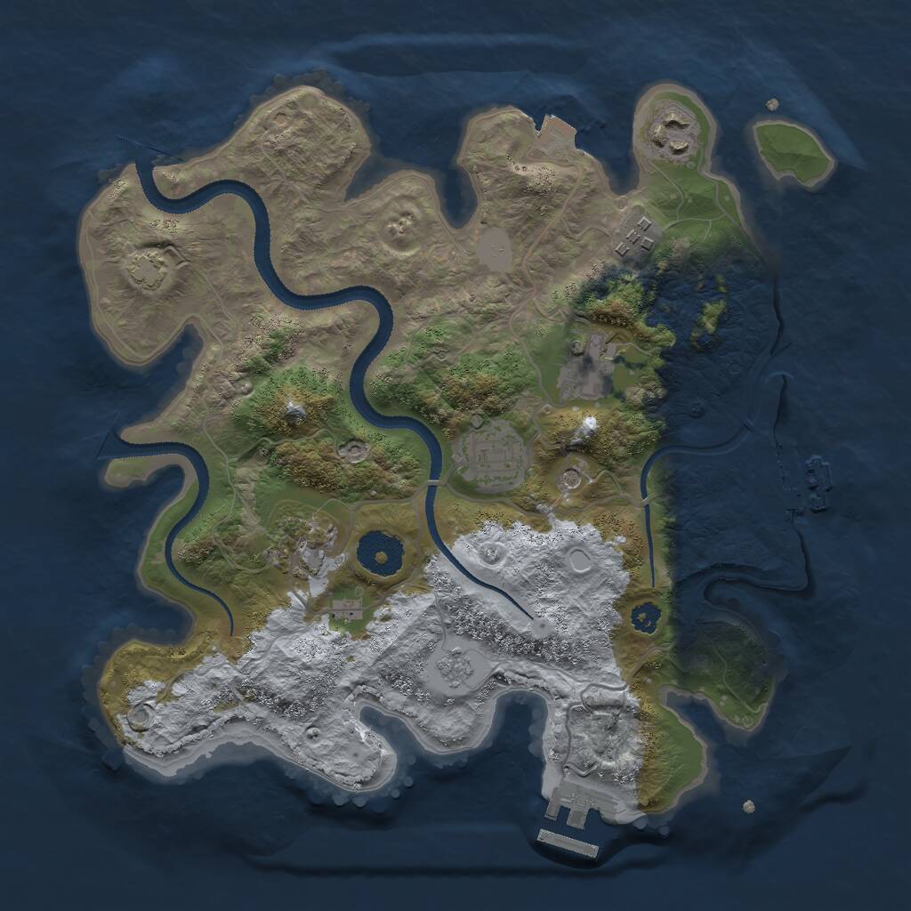 Rust Map: Procedural Map, Size: 3000, Seed: 1236985, 11 Monuments