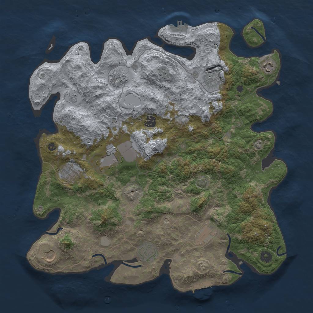 Rust Map: Procedural Map, Size: 3950, Seed: 420763013, 18 Monuments