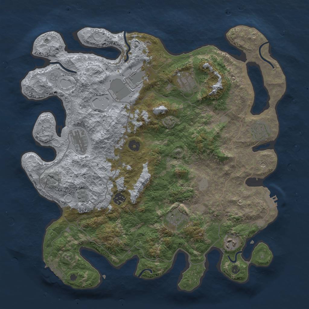 Rust Map: Procedural Map, Size: 4000, Seed: 393991787, 16 Monuments