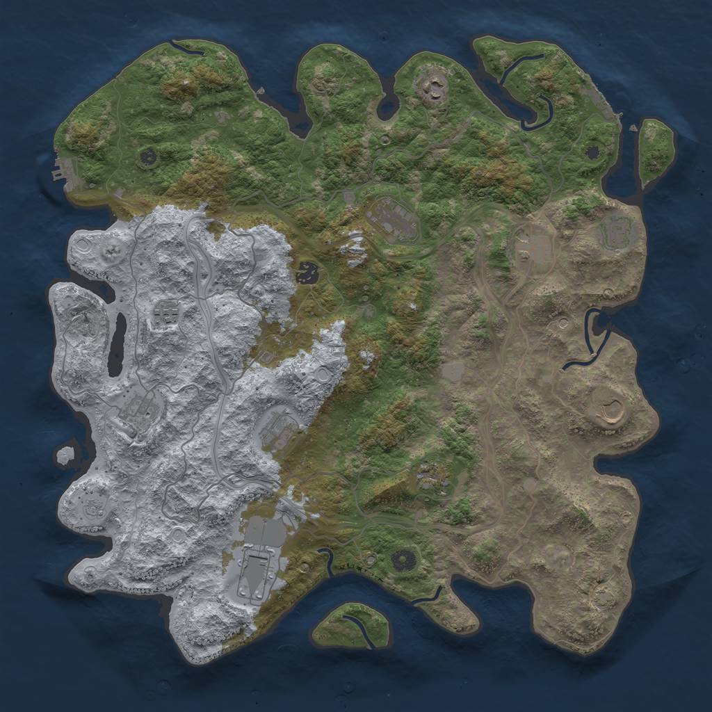 Rust Map: Procedural Map, Size: 4500, Seed: 1638614780, 19 Monuments