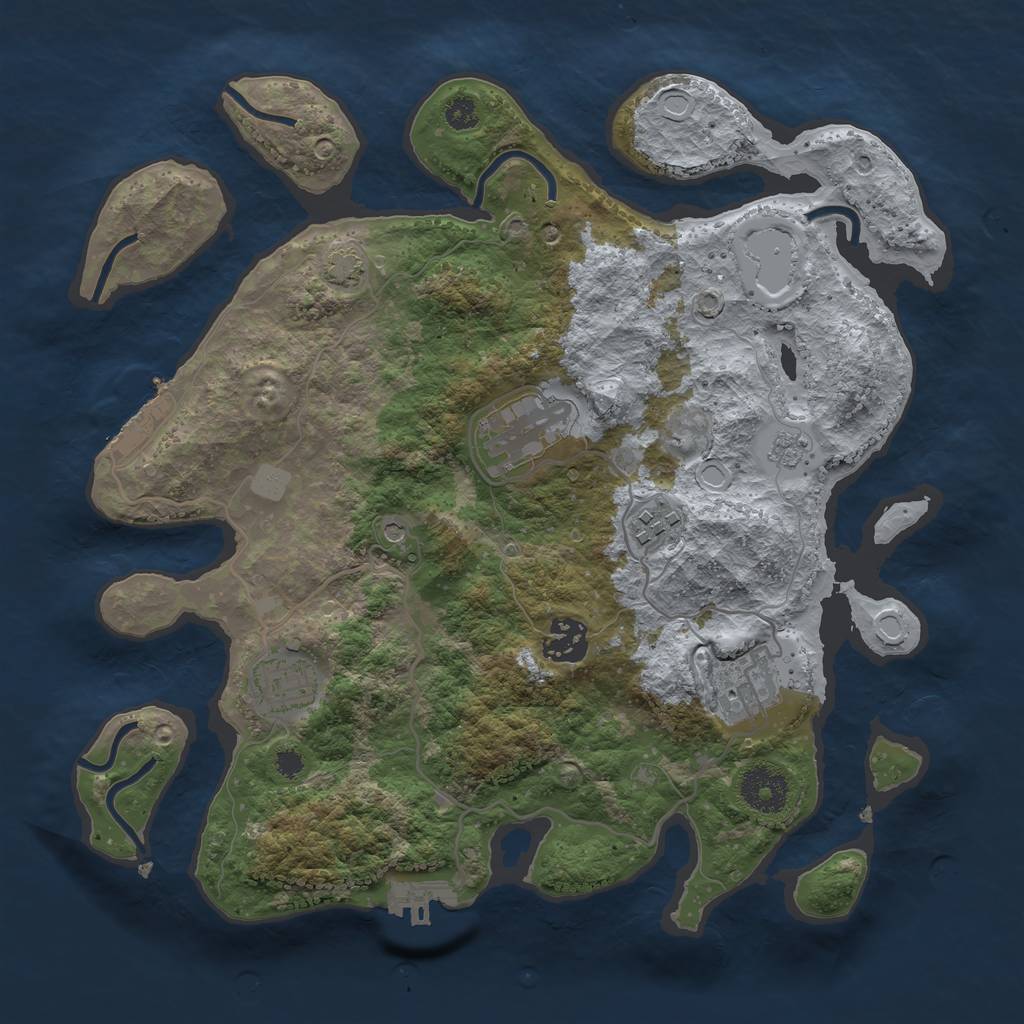 Rust Map: Procedural Map, Size: 3250, Seed: 2116255245, 13 Monuments