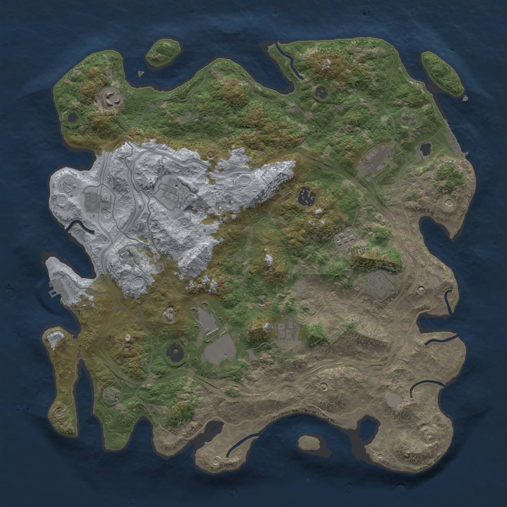 Rust Map: Procedural Map, Size: 4250, Seed: 1256515464, 17 Monuments