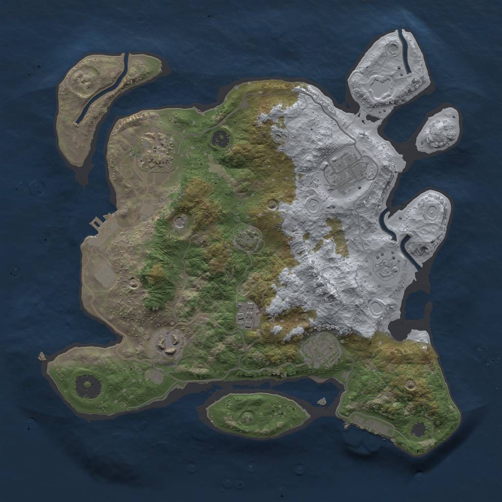 Rust Map: Procedural Map, Size: 3000, Seed: 2069421951, 13 Monuments