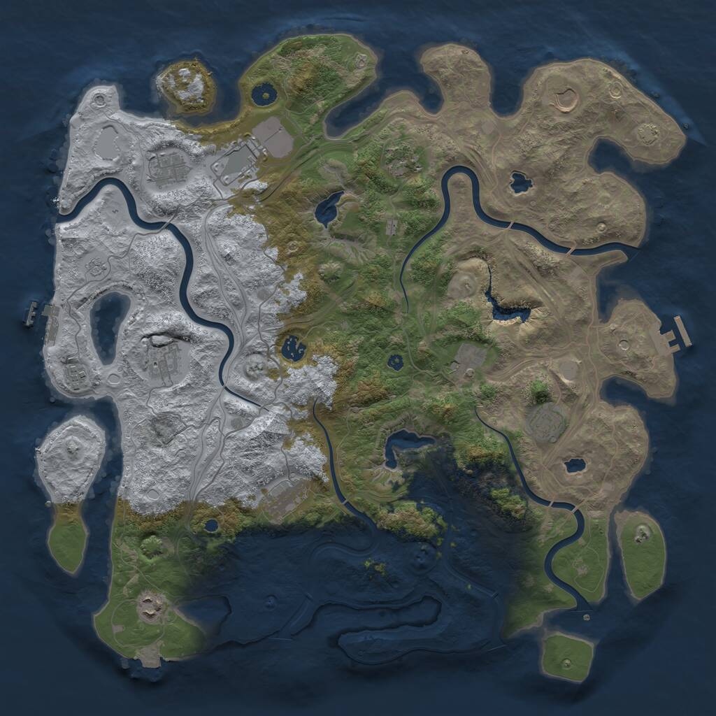 Rust Map: Procedural Map, Size: 4500, Seed: 638465897, 17 Monuments