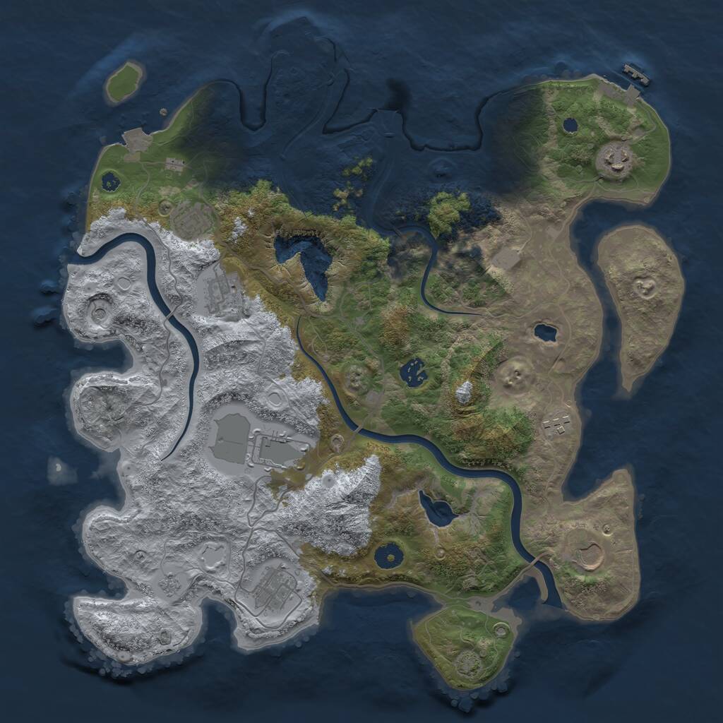 Rust Map: Procedural Map, Size: 4000, Seed: 801568171, 14 Monuments