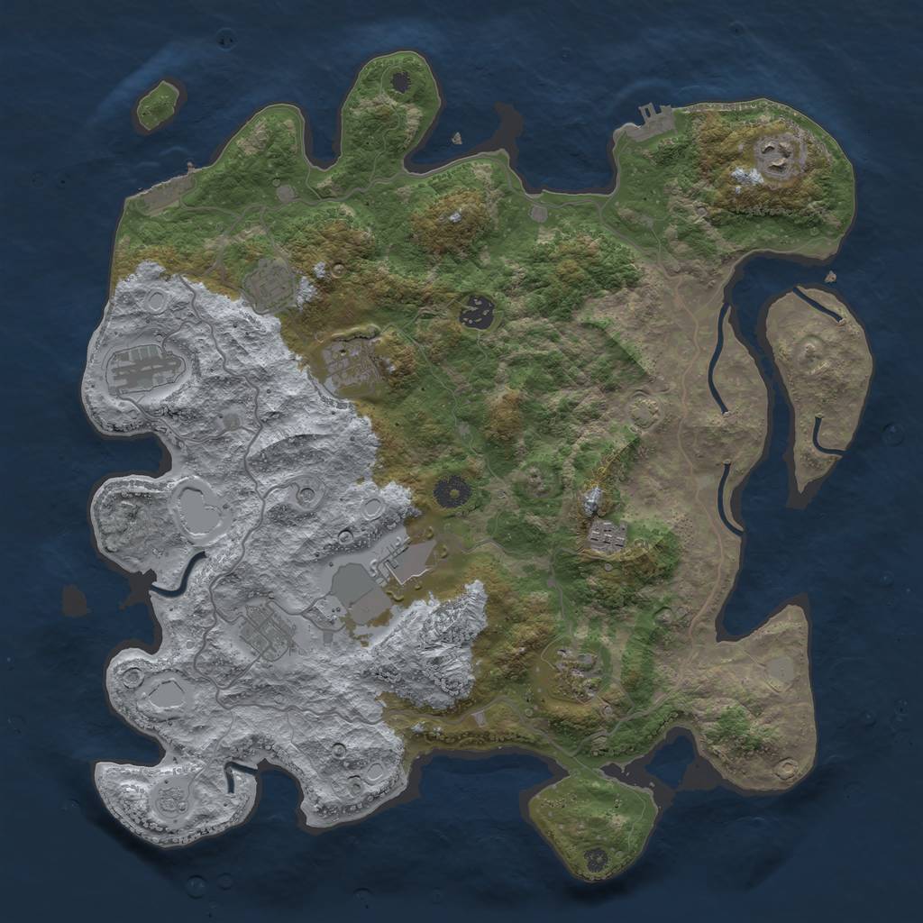 Rust Map: Procedural Map, Size: 4000, Seed: 801568171, 17 Monuments