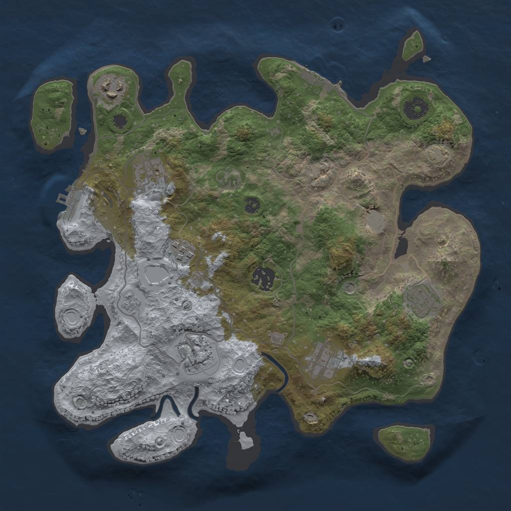Rust Map: Procedural Map, Size: 3250, Seed: 2088011942, 15 Monuments
