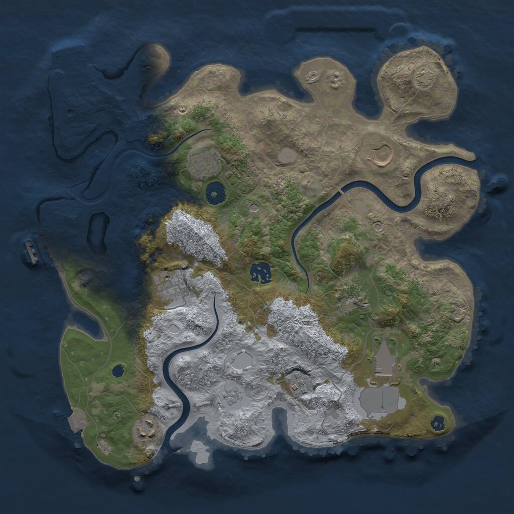 Rust Map: Procedural Map, Size: 3500, Seed: 2125500342, 14 Monuments