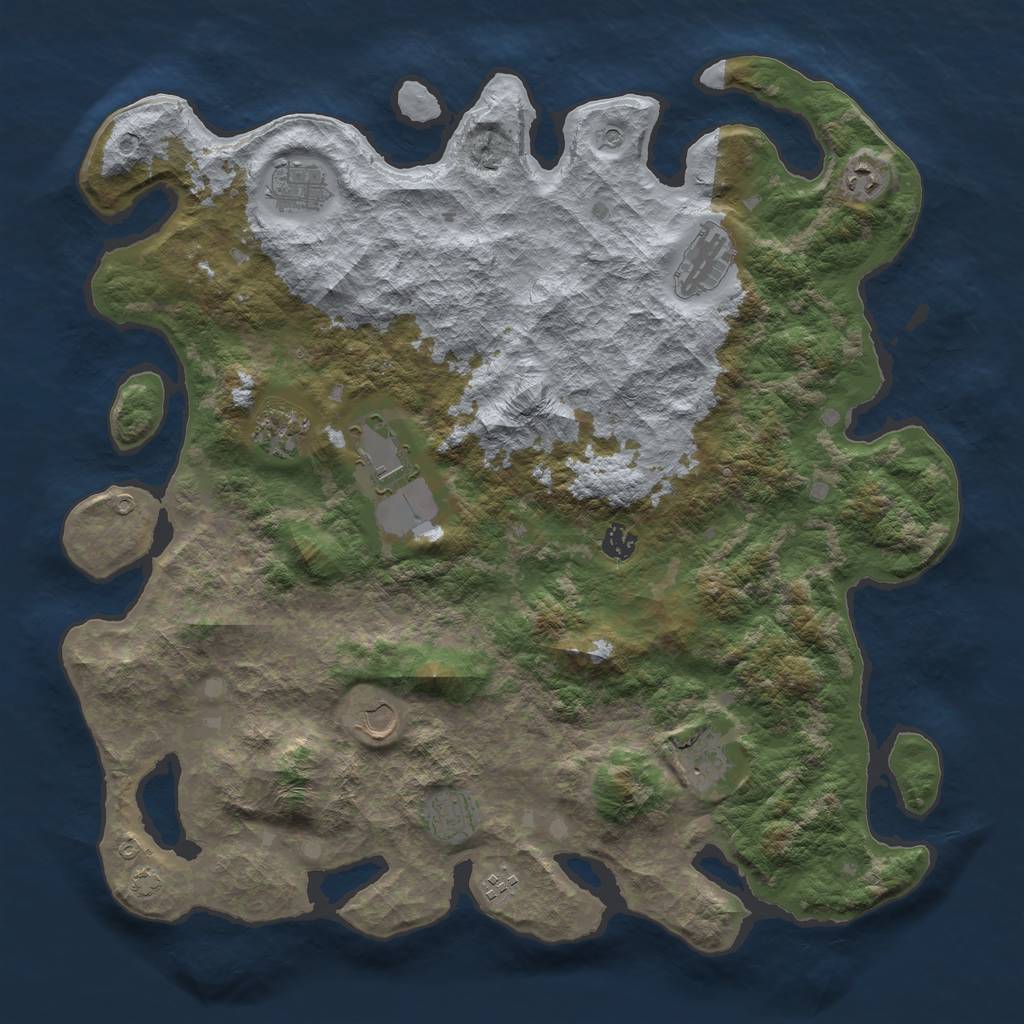 Rust Map: Barren, Size: 4400, Seed: 9874653, 14 Monuments
