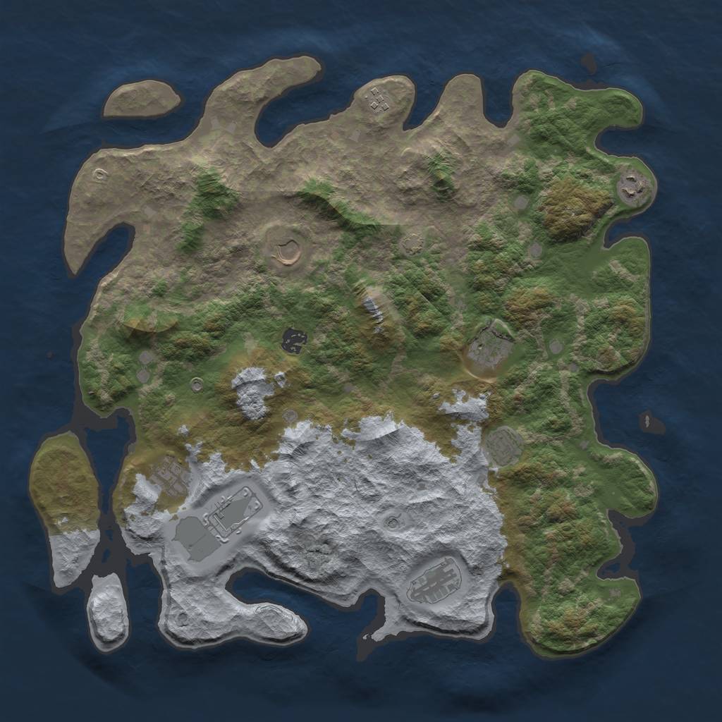 Rust Map: Barren, Size: 4300, Seed: 8729669, 13 Monuments